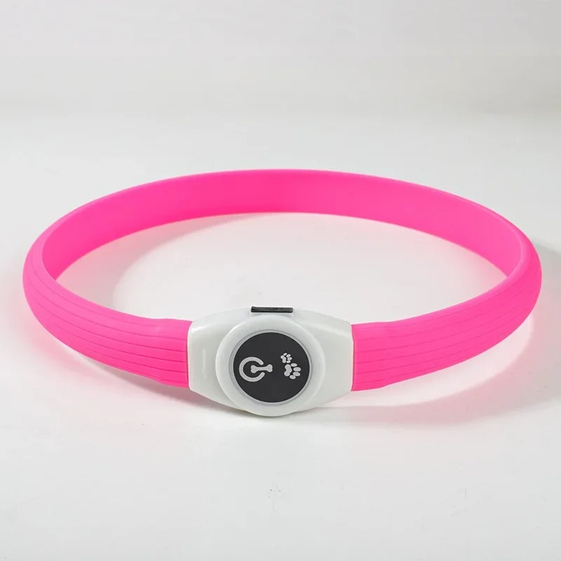 Pink LED Glowing Dog Collar - Dog In Collar